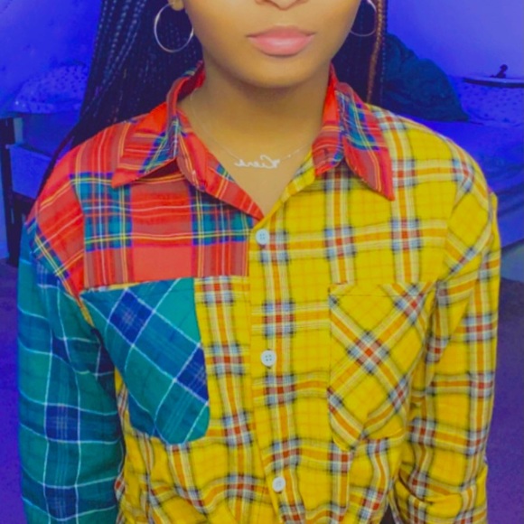 Plaid patchwork shirt - Picture 1 of 3